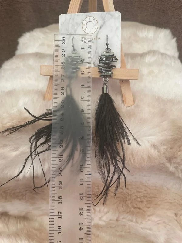 Boucles d’oreilles plumes noires – photo 3